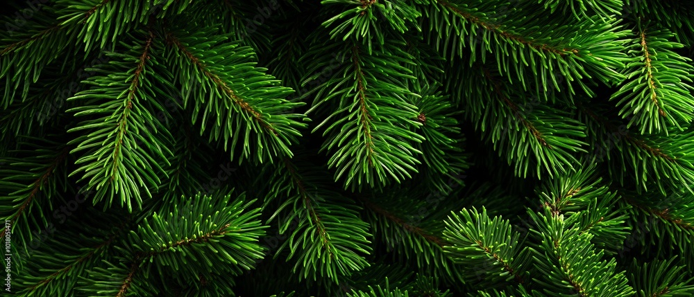 Close-up of Green Pine Tree Branches for Natural Christmas Design Close-up of Green Pine Tree Branches for Natural Christmas Design