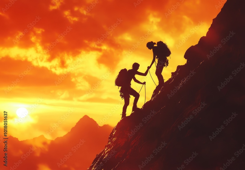 An illustration shows a mentor helping their pupil climb an abstract mountain against a blue gradient background. An illustration shows a mentor helping their pupil climb an abstract mountain against a blue gradient background.