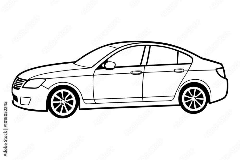 Simple black and white vector image of a passenger car Simple black and white vector image of a passenger car