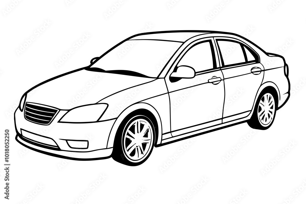 Simple black and white vector image of a passenger car Simple black and white vector image of a passenger car