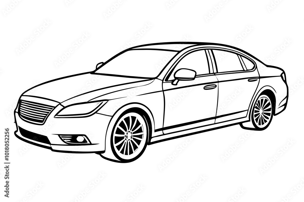 Simple black and white vector image of a passenger car Simple black and white vector image of a passenger car