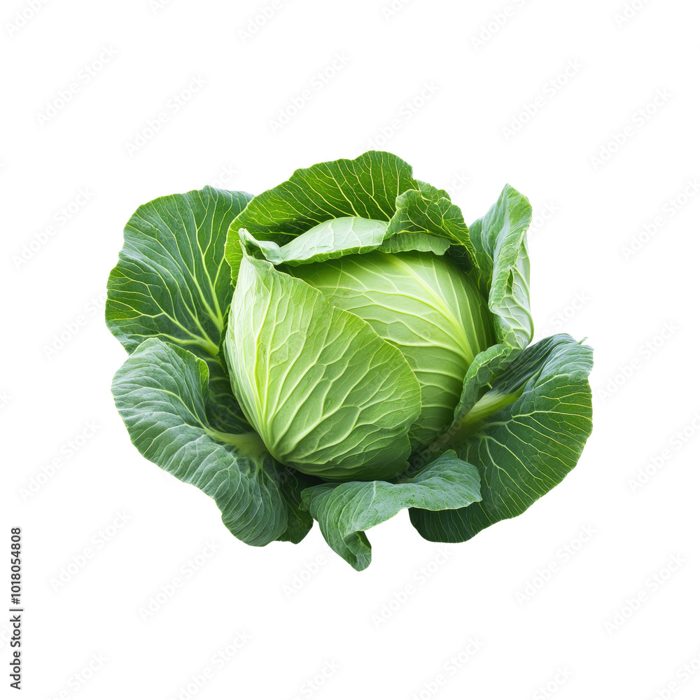 Fototapeta premium Fresh Green Cabbage with Leaves