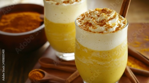 Indulge in a Creamy Turmeric Latte: Perfect Blend of Spices and Whipped Froth