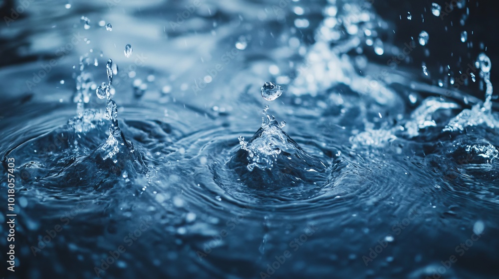 Dark, rippling water creates a blurry effect. The clear, blue surface shimmers with splashes and bubbles, creating a beautiful pattern. Dark, rippling water creates a blurry effect. The clear, blue surface shimmers with splashes and bubbles, creating a beautiful pattern.