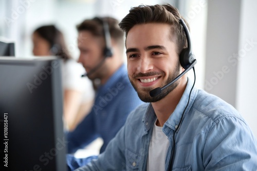 Professional male customer service representative offering reliable support