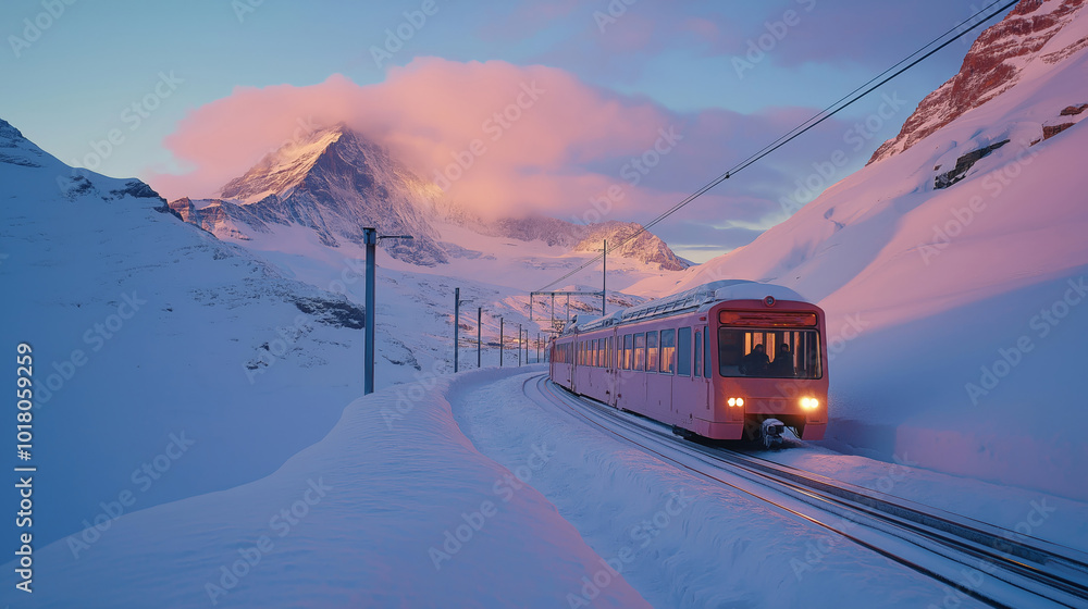 the Swiss Jungfrau railway , taken with an analog camera in the early morning light. the Swiss Jungfrau railway , taken with an analog camera in the early morning light.