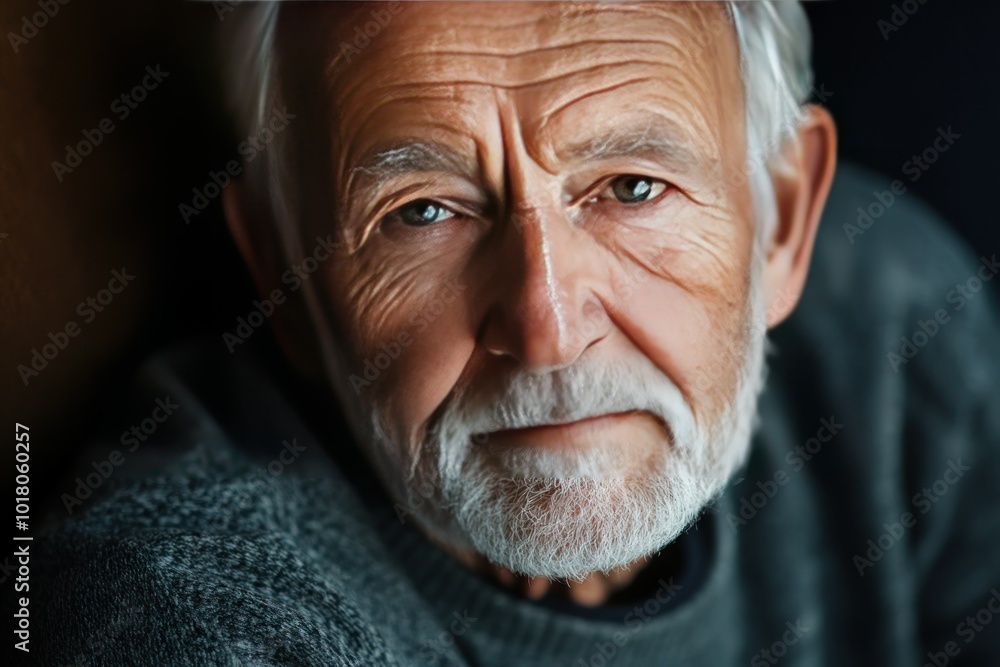 Elderly man portrait with soft gray features Elderly man portrait with soft gray features