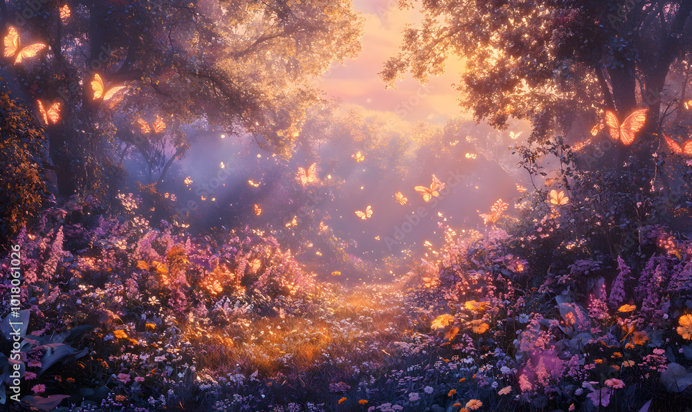 Dreamlike Landscapes and Mystical Gardens with Vibrant Flowers and Glowing Nature Dreamlike Landscapes and Mystical Gardens with Vibrant Flowers and Glowing Nature
