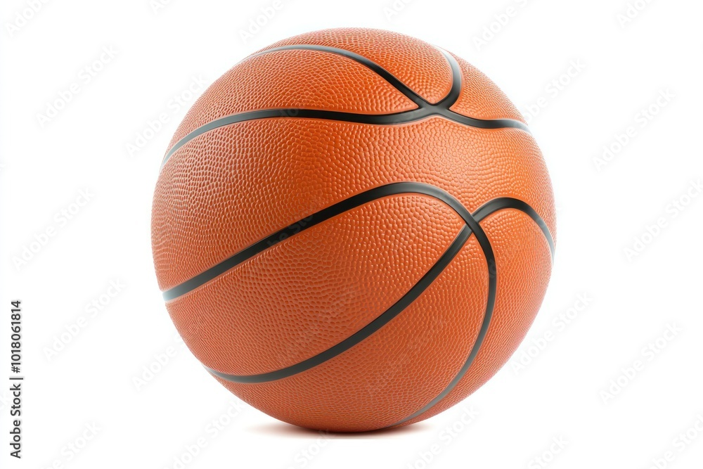 Isolated Vibrant Orange Basketball on White Background Isolated Vibrant Orange Basketball on White Background