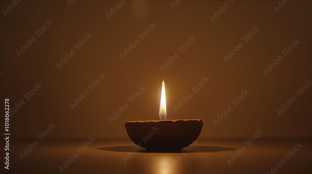 happy diwali single candle flame glows brightly in dark room festive celebration happy diwali single candle flame glows brightly in dark room festive celebration