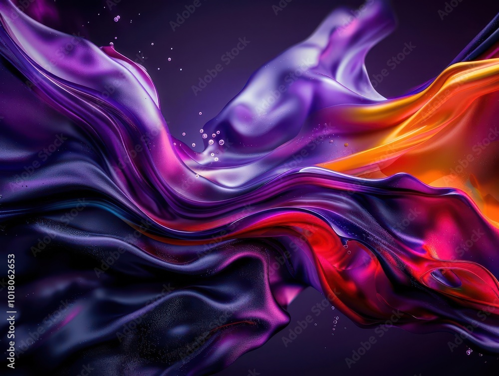 Obraz premium Fluid simulations in motion, vibrant colors, abstract, digital art, dynamic