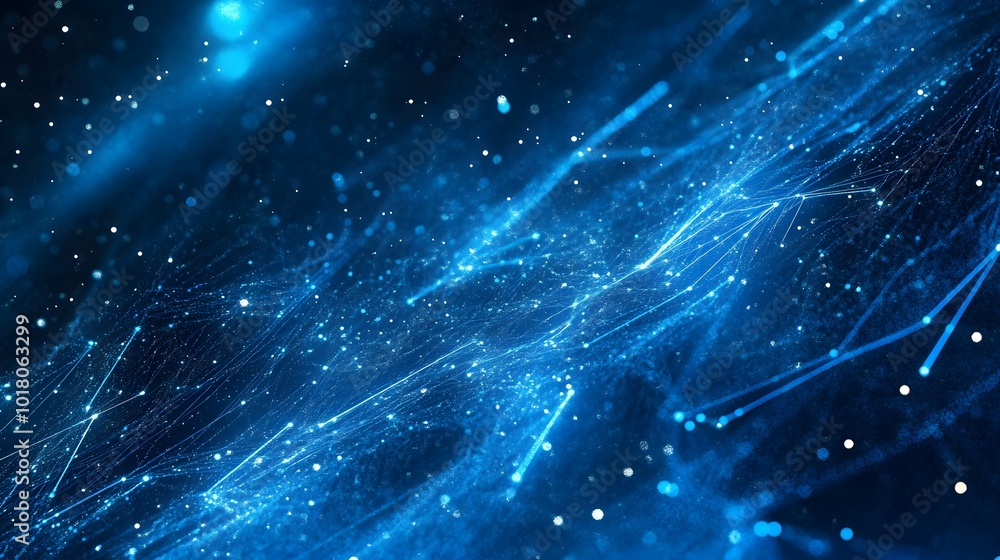 Fototapeta premium Abstract blue background data technology glowing lines