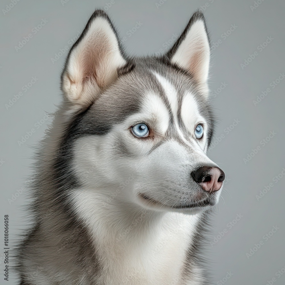 Majestic Husky Portrait on White Background Majestic Husky Portrait on White Background