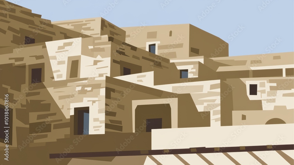Stylized Desert Architecture with Earthy Tones Stylized Desert Architecture with Earthy Tones