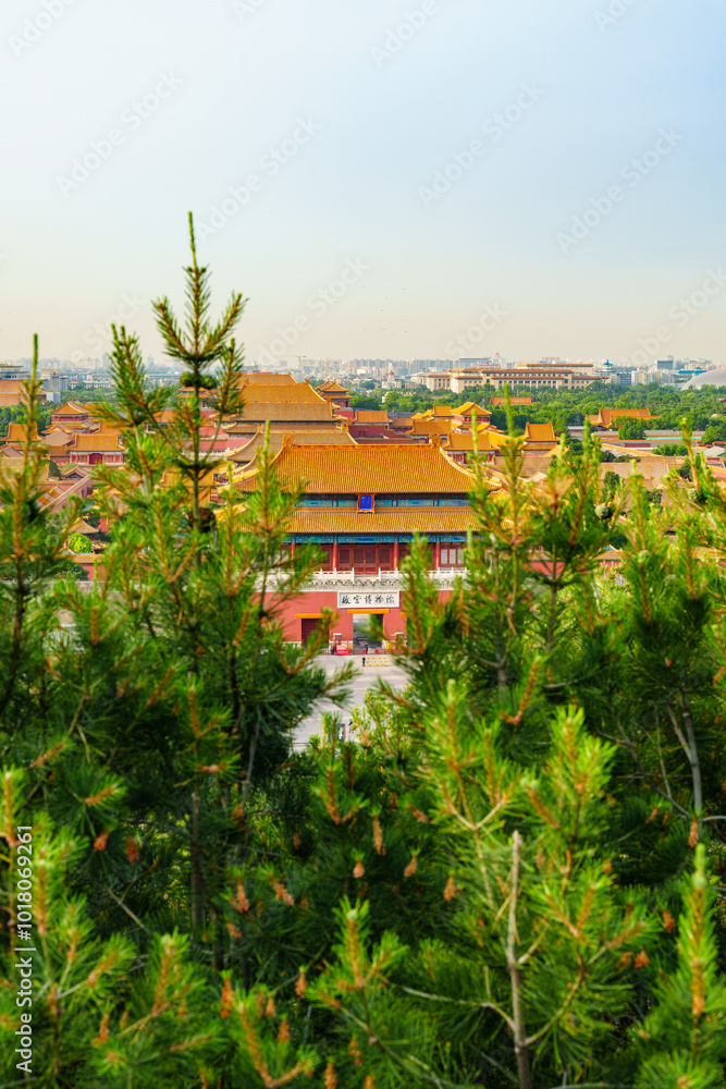 Panoramic view of the Forbidden City and the skyline of Beijing, China Panoramic view of the Forbidden City and the skyline of Beijing, China