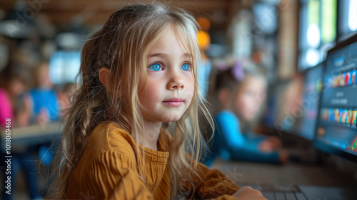 Wallpaper Mural Children engaged in painting techniques during an art class in a creative studio environment Torontodigital.ca