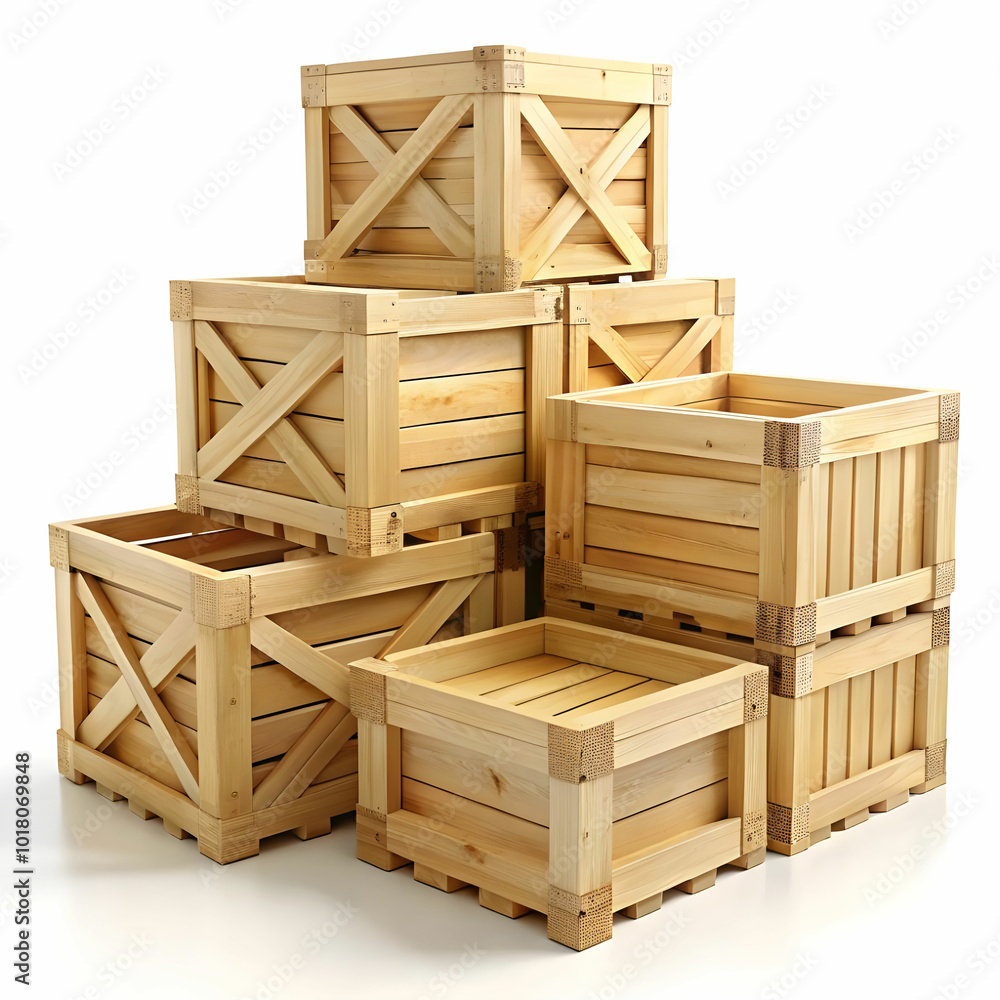 wooden crates with white background wooden crates with white background