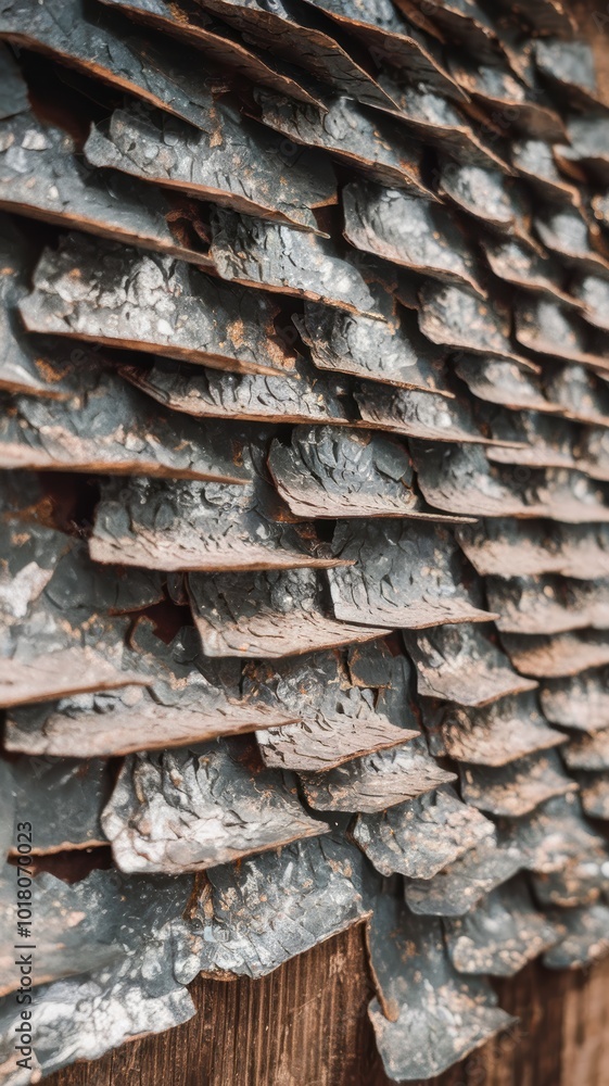 Close-Up of Wooden Shingles Showing Texture and Layers Close-Up of Wooden Shingles Showing Texture and Layers