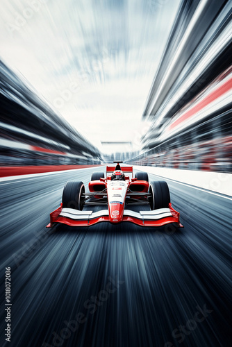 fast red racing car on the track