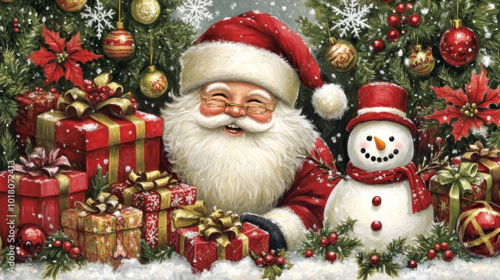 This Christmas card is full of holiday fun! It has Santa, presents, a snowman, and lots of decorations. It's perfect for sharing the joy of the season. This Christmas card is full of holiday fun! It has Santa, presents, a snowman, and lots of decorations. It's perfect for sharing the joy of the season.