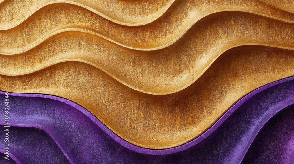 Wavy Golden and Purple Metallic 3D Background Wavy Golden and Purple Metallic 3D Background