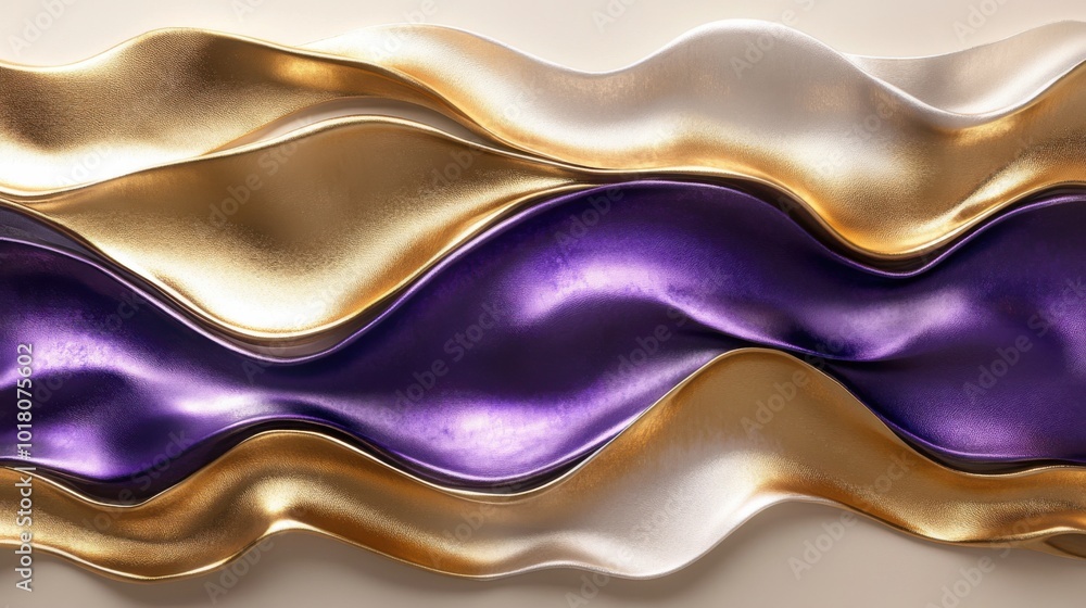 Wavy Golden and Purple Metallic 3D Background Wavy Golden and Purple Metallic 3D Background