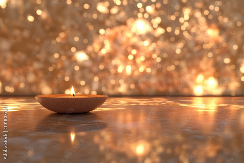 Warm candlelight on sparkling golden background Warm candlelight on sparkling golden background