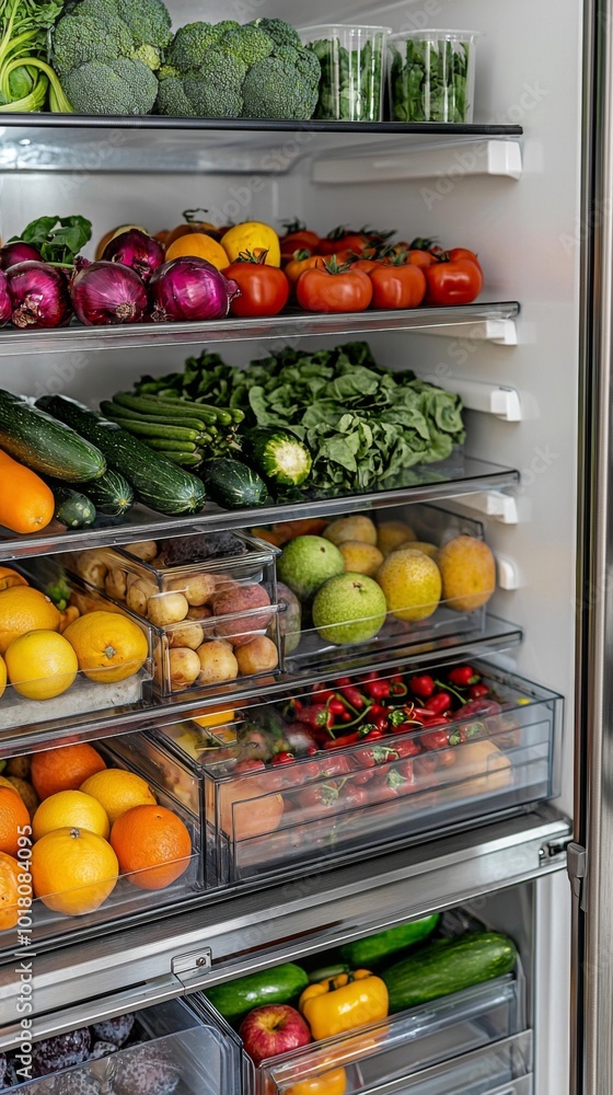 custom made wallpaper toronto digitalFidge filled up with colorful fruits and vegetables, Food storage organization