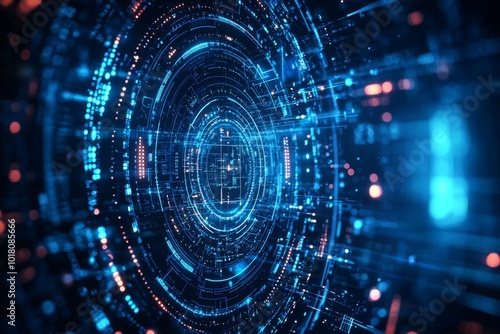 Wallpaper Mural Digital Technology background of data and network created with Generative AI Torontodigital.ca