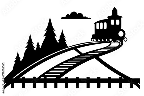 Train Track Silhouette vector illustration