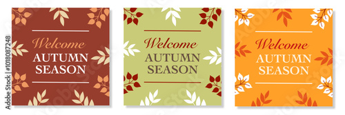 Wallpaper Mural Welcome Autumn season. Happy thanksgiving greeting with maple leaves and square background for poster, invitation, card, flyer, cover, banner, social media, sale, advertising. Flat vector illustration Torontodigital.ca