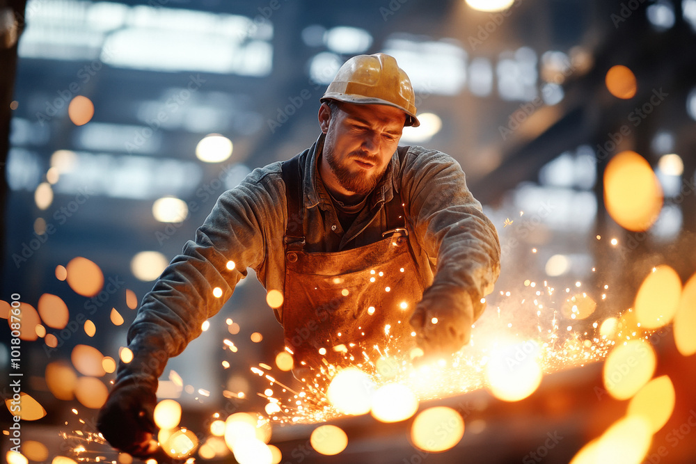 Fototapeta premium industrial worker is working in the steel mill