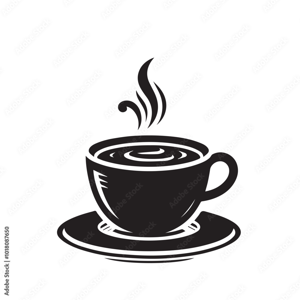 Fototapeta premium Coffee cup silhouette vector. Teacup vector design. Hot coffee cup logo, icon.
