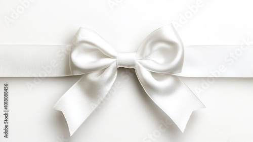 white bow with ribbon on a white background.