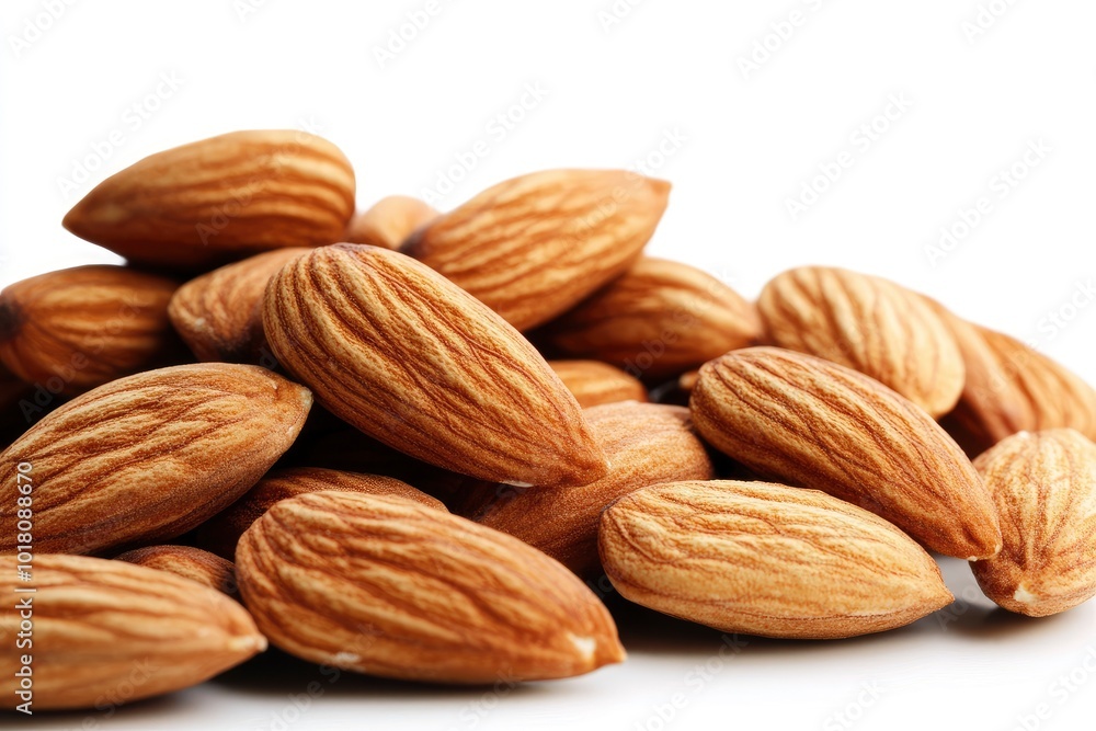 Almonds isolated on white backgorund - generative ai Almonds isolated on white backgorund - generative ai