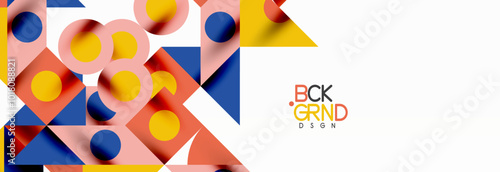 Trendy colorful circles, lines, arrows, triangles and other geometric shapes. Vector Illustration For Wallpaper, Banner, Background, Card, Book Illustration, landing page