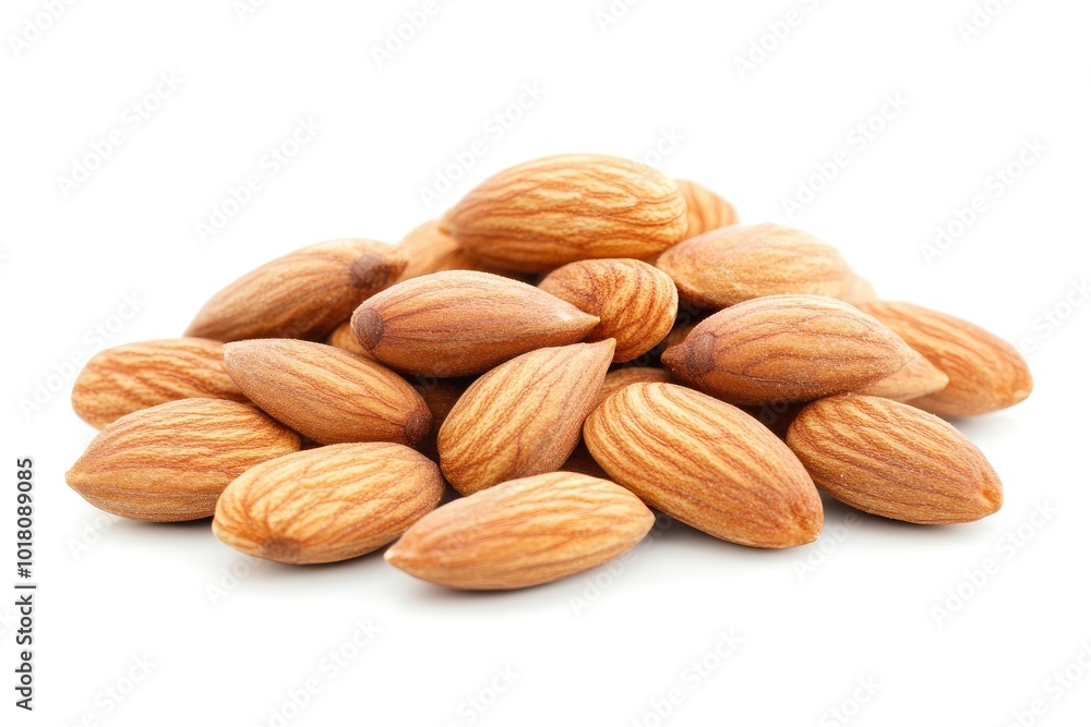 Almonds isolated on white backgorund - generative ai Almonds isolated on white backgorund - generative ai
