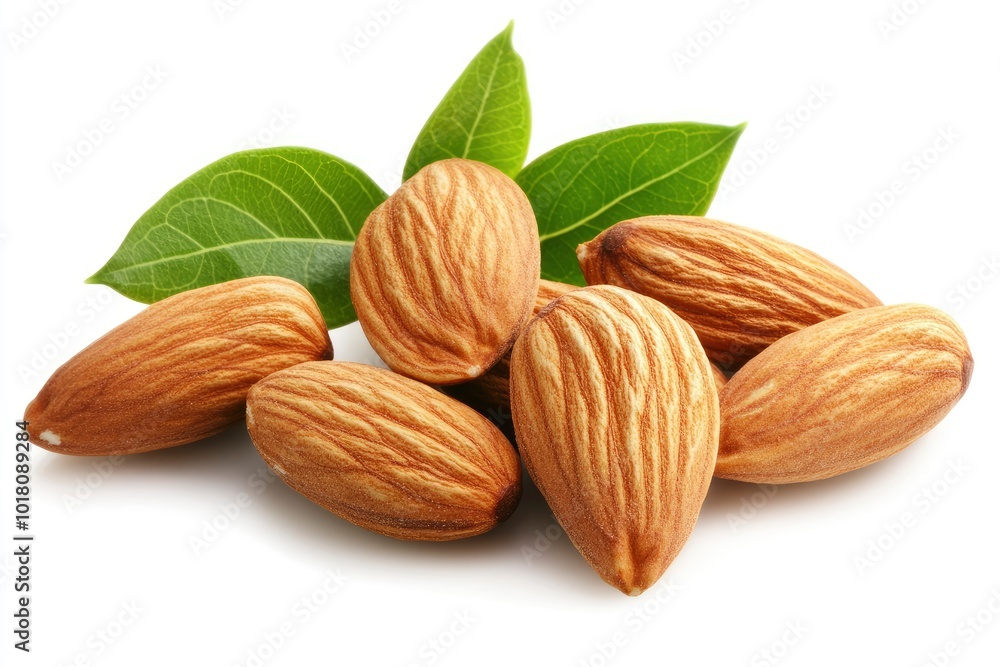 Almonds isolated on white backgorund - generative ai Almonds isolated on white backgorund - generative ai