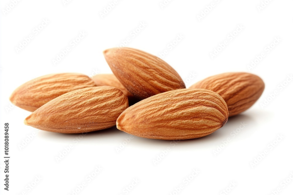 Almonds isolated on white backgorund - generative ai Almonds isolated on white backgorund - generative ai