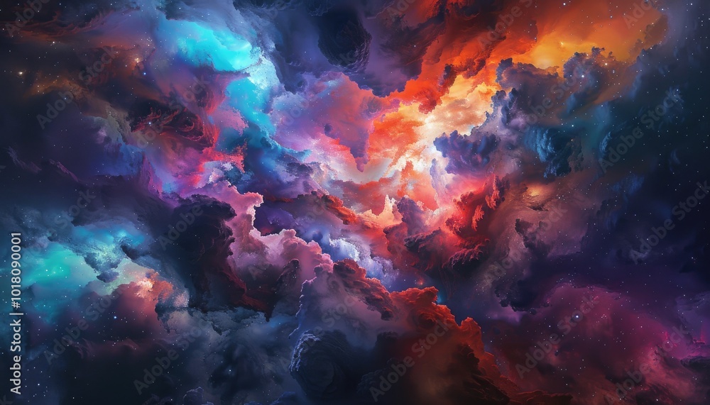 Cosmic Nebula with Swirling Clouds of Gas and Dust Cosmic Nebula with Swirling Clouds of Gas and Dust