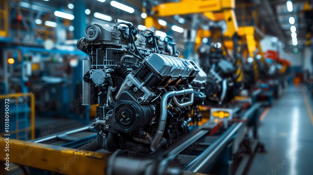 Automotive Engine Production Line in a Modern Factory – Industrial Engineering and Precision Manufacturing Automotive Engine Production Line in a Modern Factory – Industrial Engineering and Precision Manufacturing