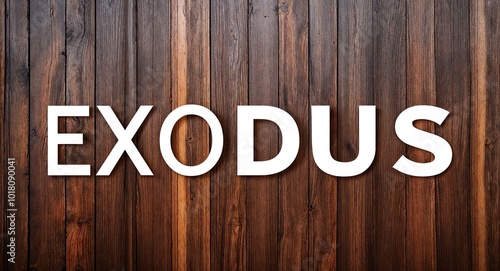 Exodus lettering on wooden wall planks background