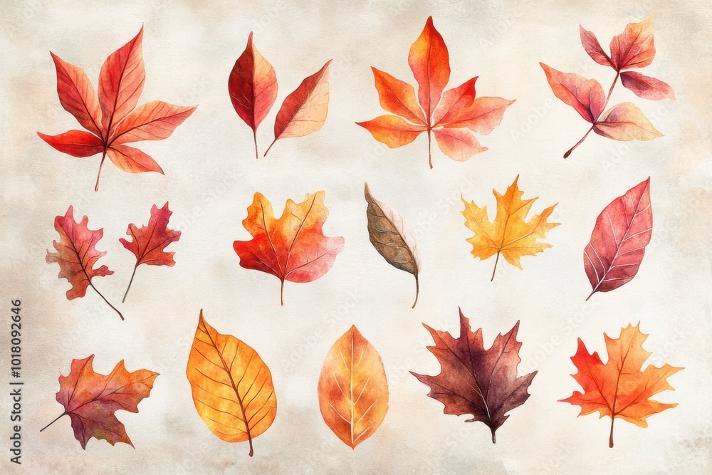fall foliage art, autumn clipart set featuring hand-painted warm earthy toned leaves on a textured background, perfect for watercolor designs fall foliage art, autumn clipart set featuring hand-painted warm earthy toned leaves on a textured background, perfect for watercolor designs