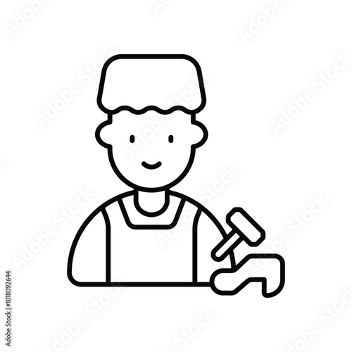 shoemaker line icon with white background vector stock illustration