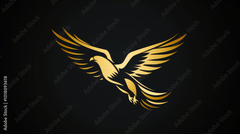 Obraz premium Golden Eagle Emblem on Black Background