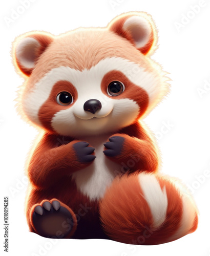 PNG Cute red panda cartoon animal toy.