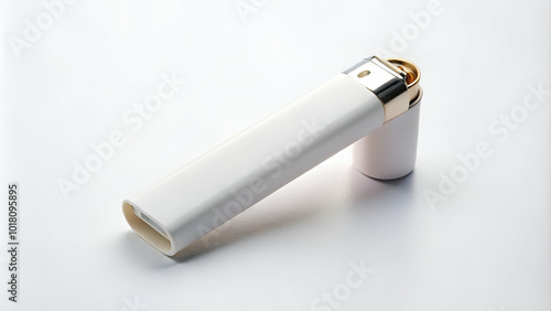 Modern white lighter with a sleek, minimalist design. photo