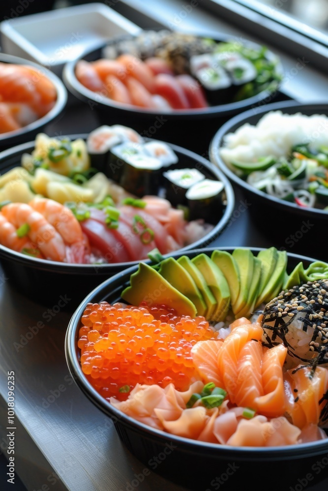 Gourmet Sushi Selection with Fresh Ingredients Gourmet Sushi Selection with Fresh Ingredients