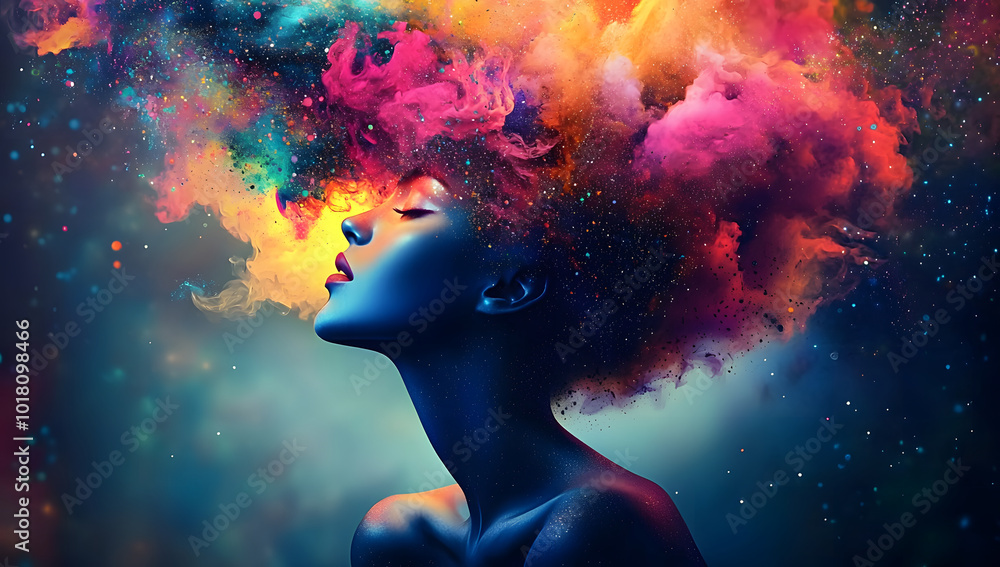 Mystical nebula swirls in the cosmic mind, anxiety conceptual painting depression,bipolar. Mystical nebula swirls in the cosmic mind, anxiety conceptual painting depression,bipolar.