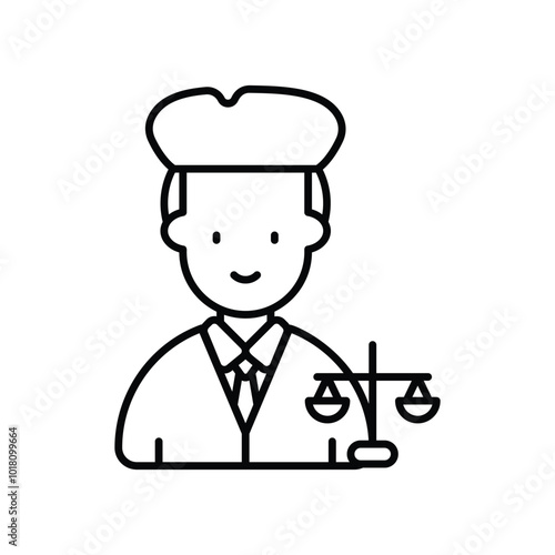 lawyer line icon with white background vector stock illustration